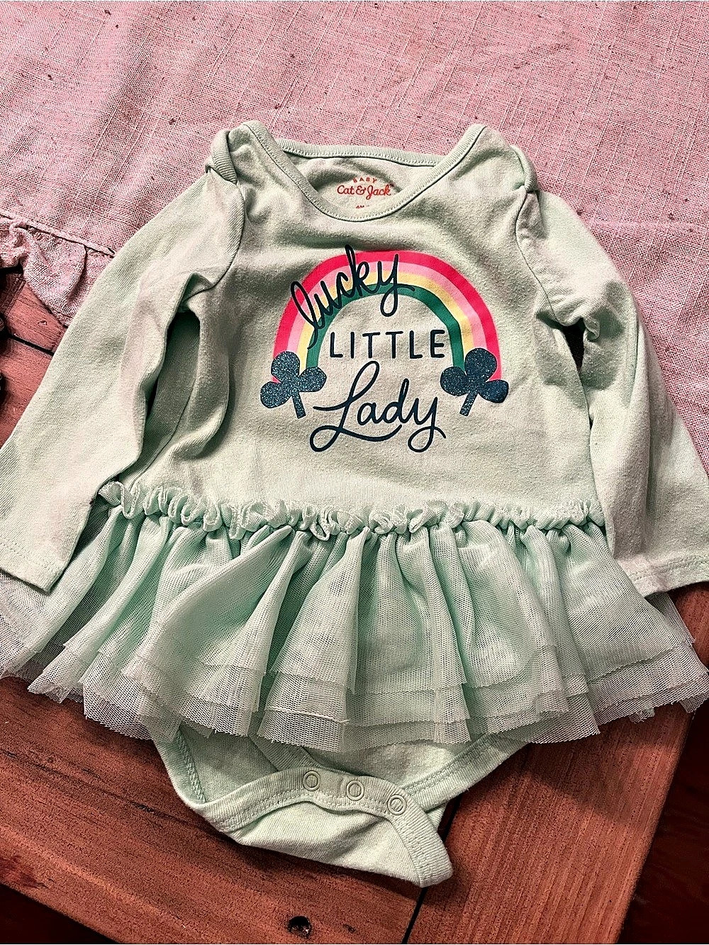 Cat & Jack “Lucky Little Lady “Tutu Bodysuit 6-9m